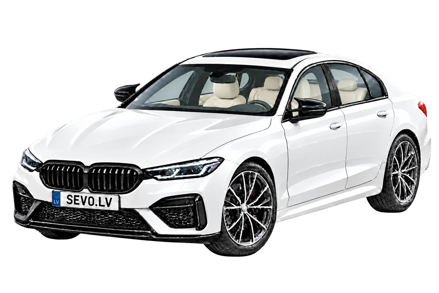Ilustratīvs balts automobilis