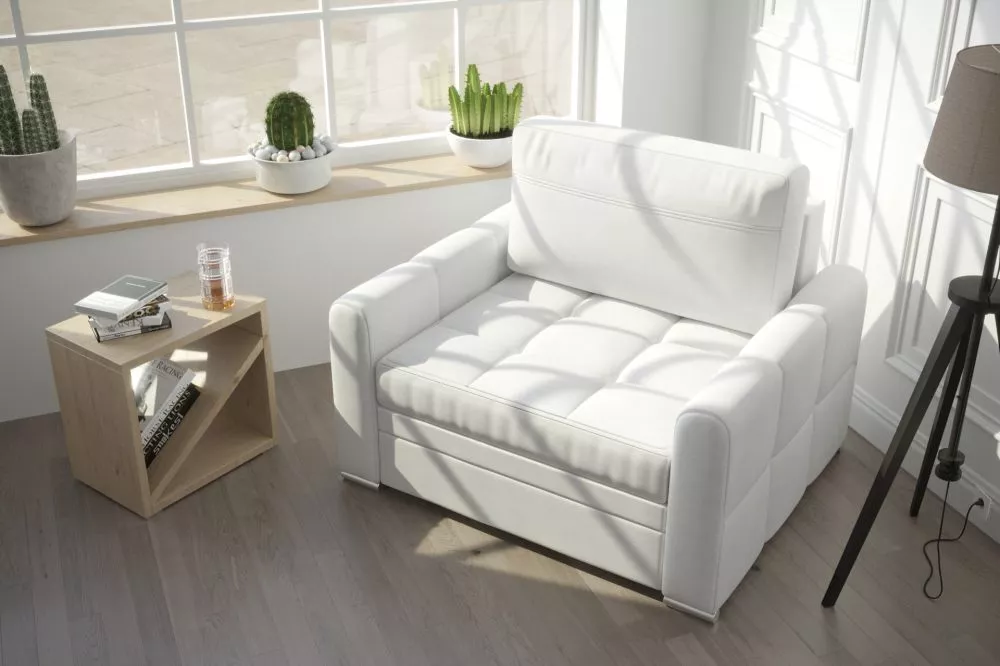 Mīksts krēsls Verona 1S standard Sēdvietas dziļums: 62 cm, · Balts · 105 × 100 × 82 cm