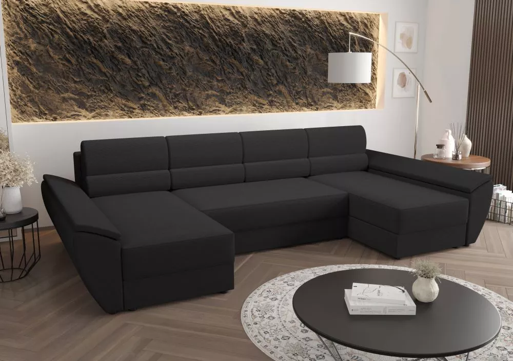Dīvāns Rebi U4 Standard · Tumši pelēks · 140 × 321 × 88 cm