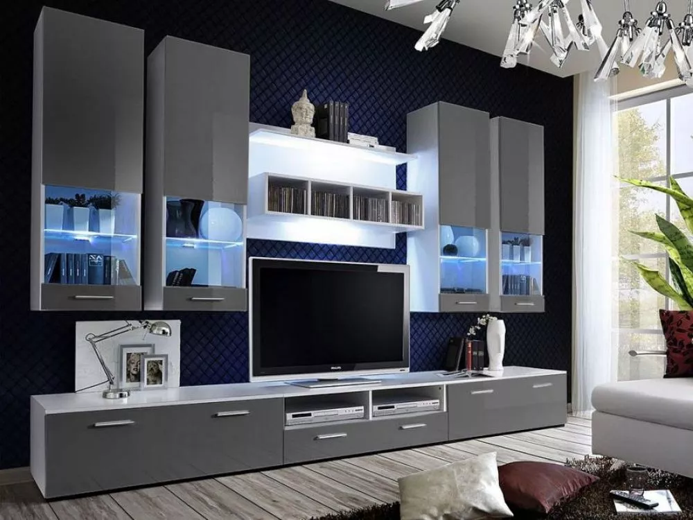 Sekcija Alfa 2 ar LED Korpusa krāsa: balts, · 300 × 42 cm