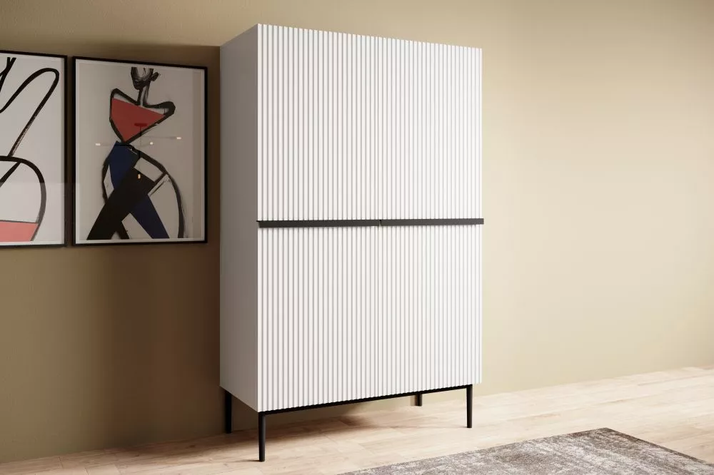 Grāmatu skapis Nicole K100 2D2SZ Black · Balts · 100 × 45 × 160 cm