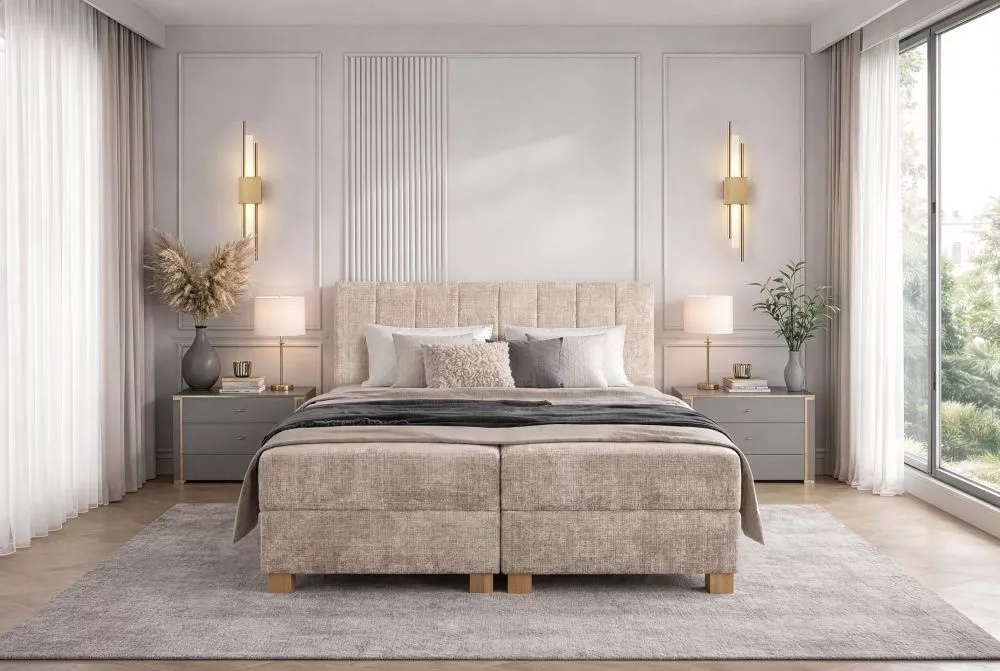 Gulta Largo Boxspring Standard Guļamvietas platums: 160 cm, Guļamvietas garums: 200 cm, Apdares materiāls: audums, Ar ve