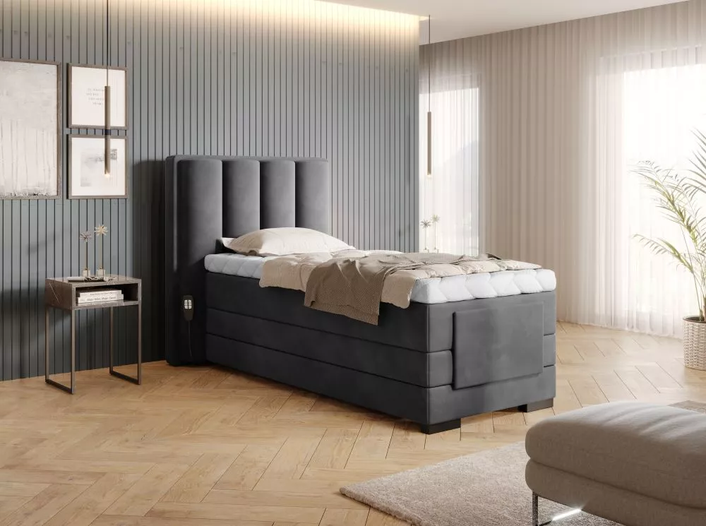 Gulta Veros 90x200 Electric Boxspring Lux Standard Guļamvietas platums: 90 cm, Guļamvietas garums: 200 cm, · Tumši pelēk