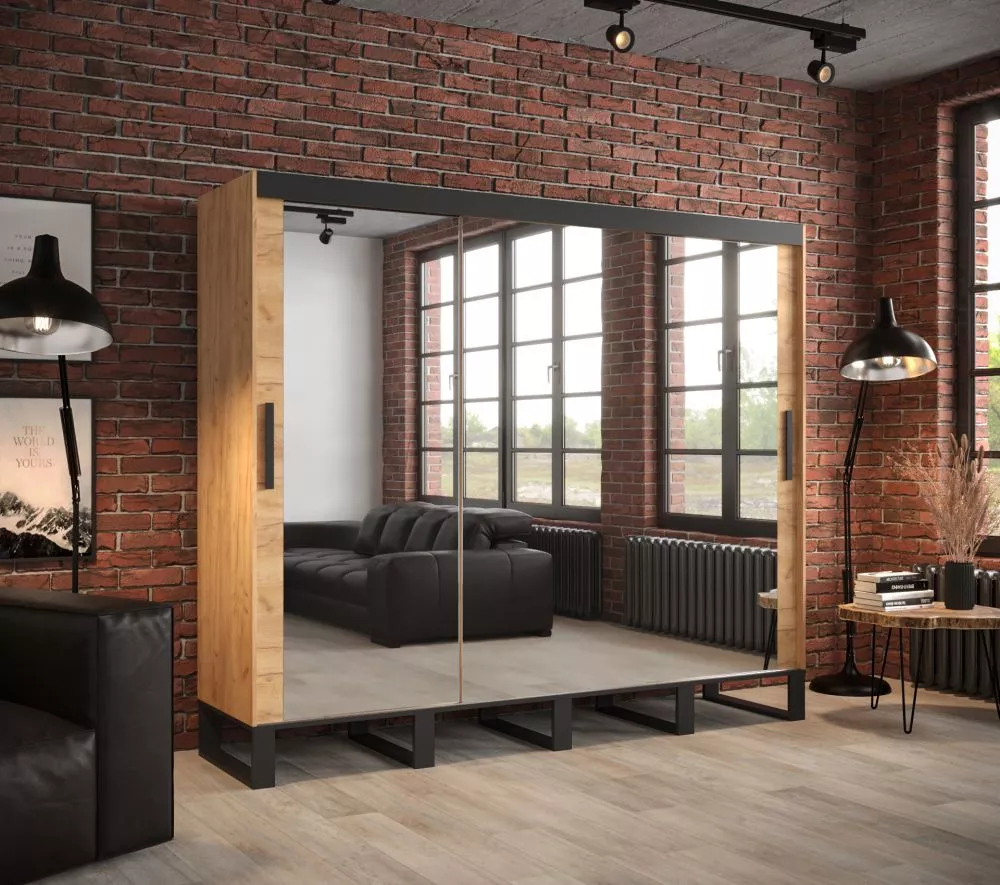Skapis Loft T3 · Ozols craft zelts · 250 × 62 × 212 cm