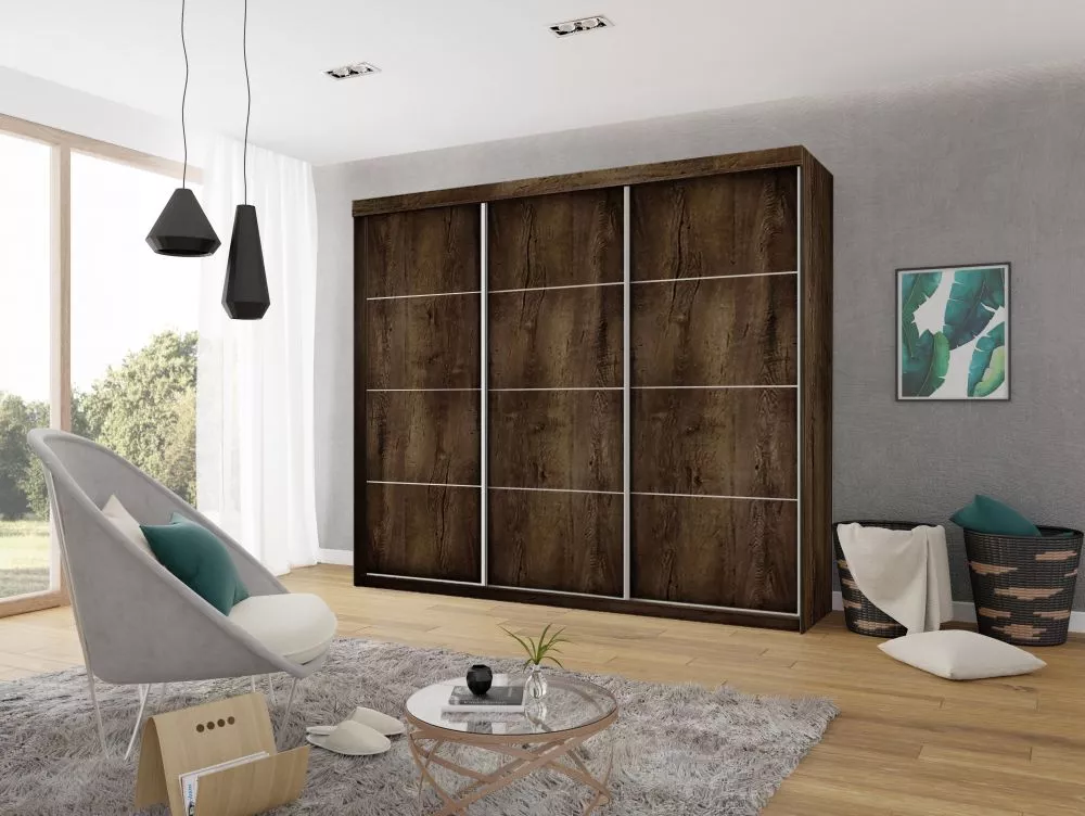 Skapis Top 25+ ar LED · Tumšais osis · 250 × 62 × 200 cm