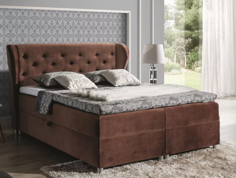 Gulta Pasito Boxspring Premium Standard Guļamvietas platums: 180 cm, Guļamvietas garums: 200 cm, · Brūns · 204 × 212 × 1