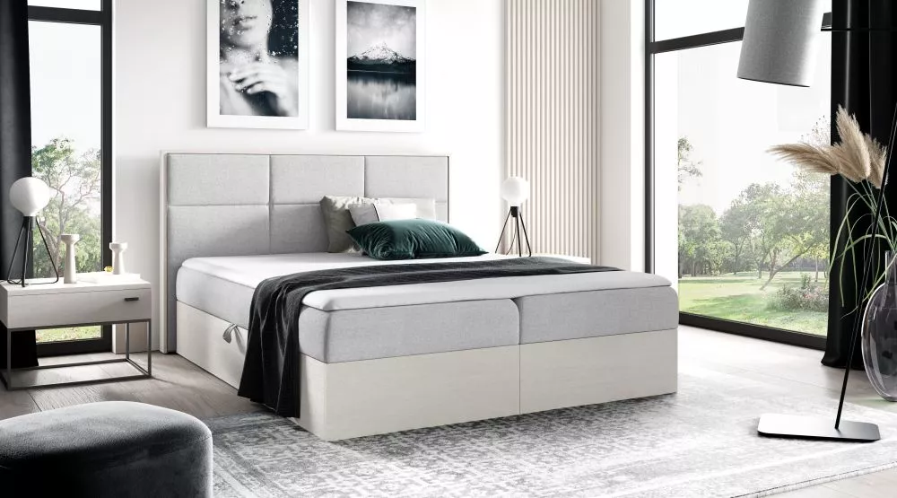 Gulta Wood-2 160x200 Boxspring Standard Guļamvietas platums: 160 cm, Korpusa krāsa: ziemeļu tīkkoks, Guļamvietas garums: