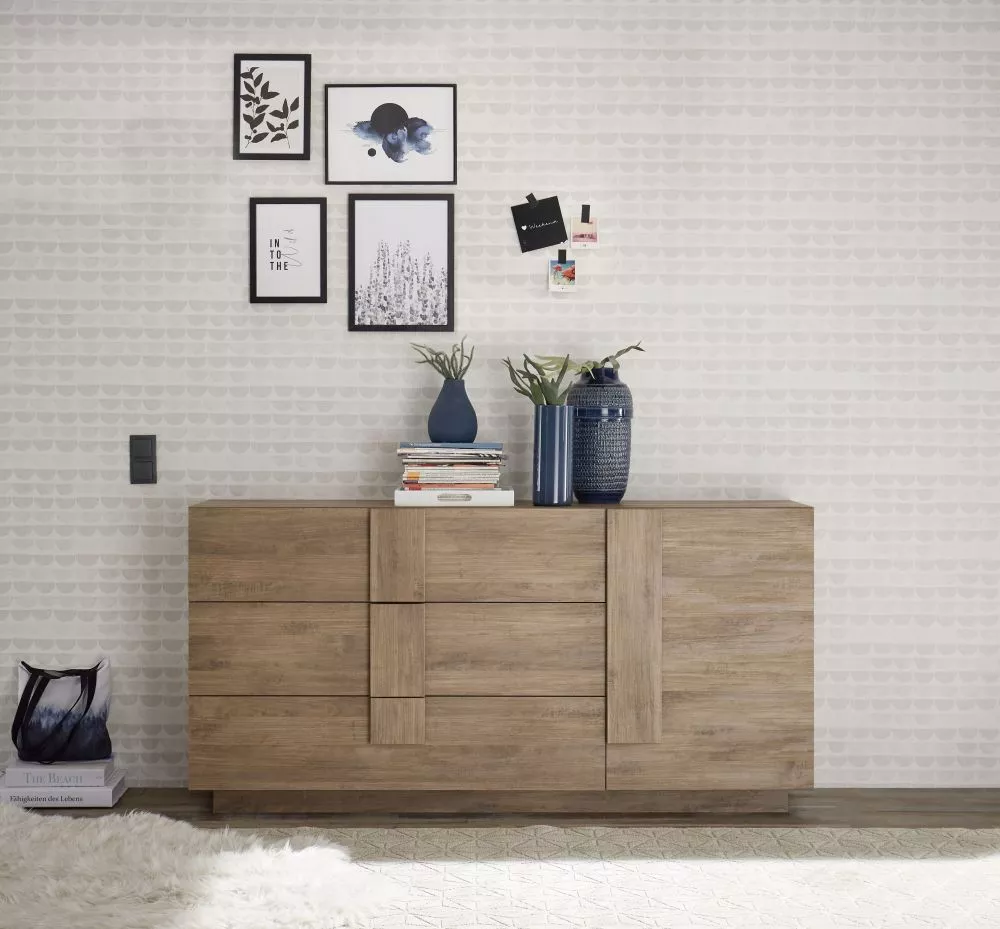 Kumode Jupiter K1D3S · Trifeļu ozols · 182 × 44 × 90 cm