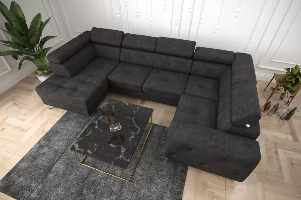Dīvāns Orion Max 2 standard · Melns · 185 × 350 × 78 cm