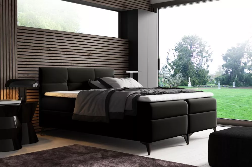 Gulta Figaro Boxspring Standard Guļamvietas platums: 120 cm, Guļamvietas garums: 200 cm, · Melns · 124 × 208 × 115 cm
