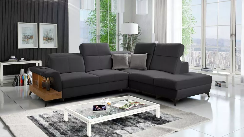 Dīvāns Belutti 7 Lancelot Standard ar LED · Grafīts · 236 × 288 × 84 cm