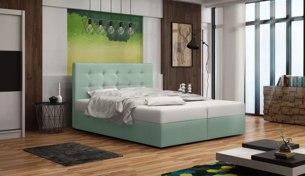 Gulta Duo 1 Boxspring Standard Guļamvietas platums: 180 cm, Guļamvietas garums: 200 cm, · Piparmētru · 185 × 208 × 106 c