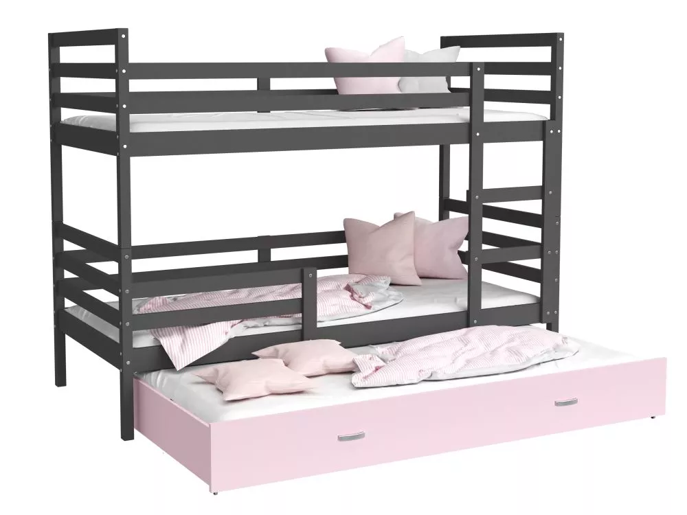 Bērnu gulta Jacek 3 MDF 90x200 ar stelāžām Guļamvietas platums: 90 cm, Guļamvietas garums: 200 cm, · 96 × 208 × 158 cm