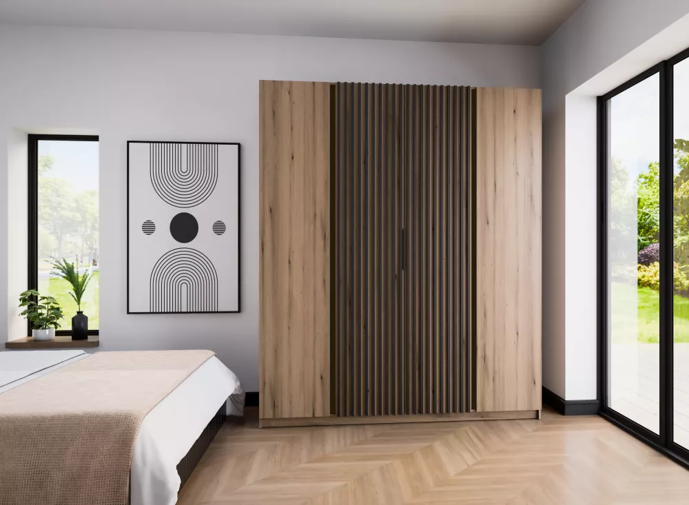 Skapis Kaja 2F2LAM · Ozols evoke · 200 × 62 × 239 cm