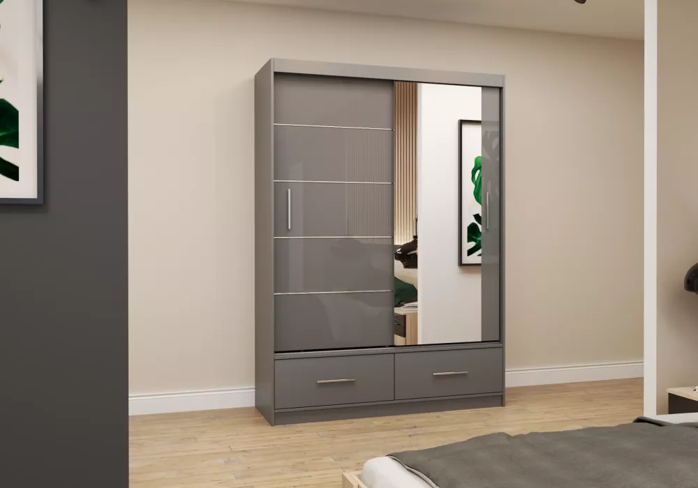 Skapis Florence Gloss · Pelēks · 150 × 61 × 218 cm