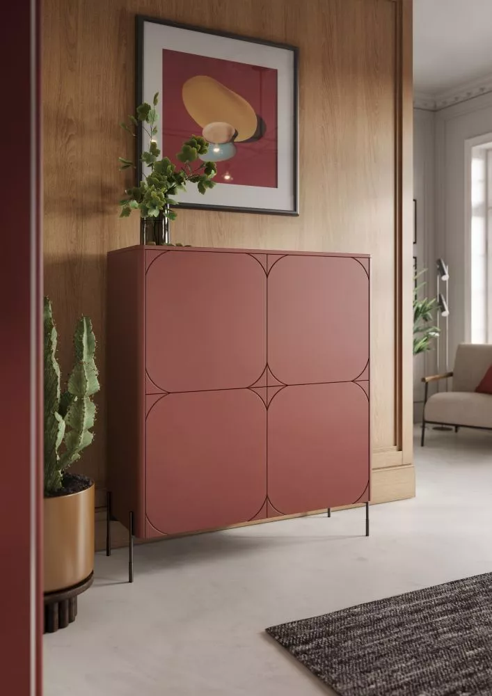 Kumode Sonatia K120 2D2SZ · Sarkans · 124 × 45 × 140 cm