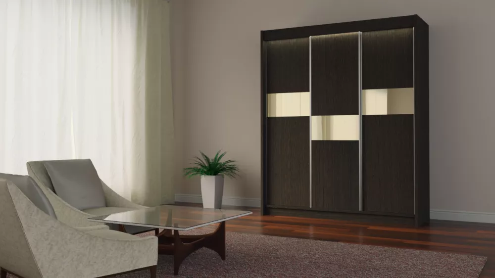 Skapis Livia ar LED · Venge · 180 × 61 × 216 cm