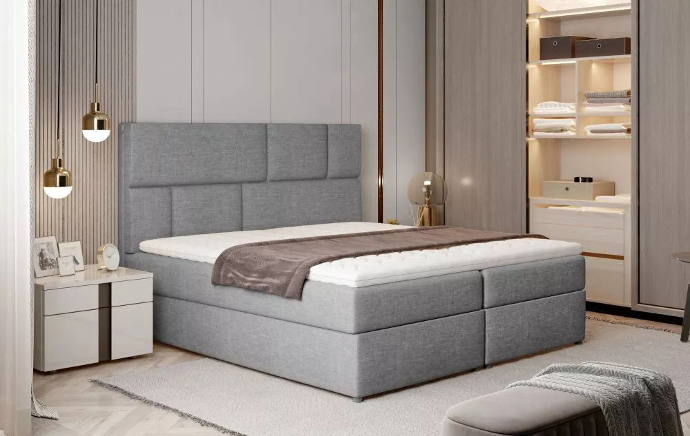 Gulta Florence Boxspring Lux standard Guļamvietas platums: 180 cm, Guļamvietas garums: 200 cm, · Pelēks · 185 × 210 × 12