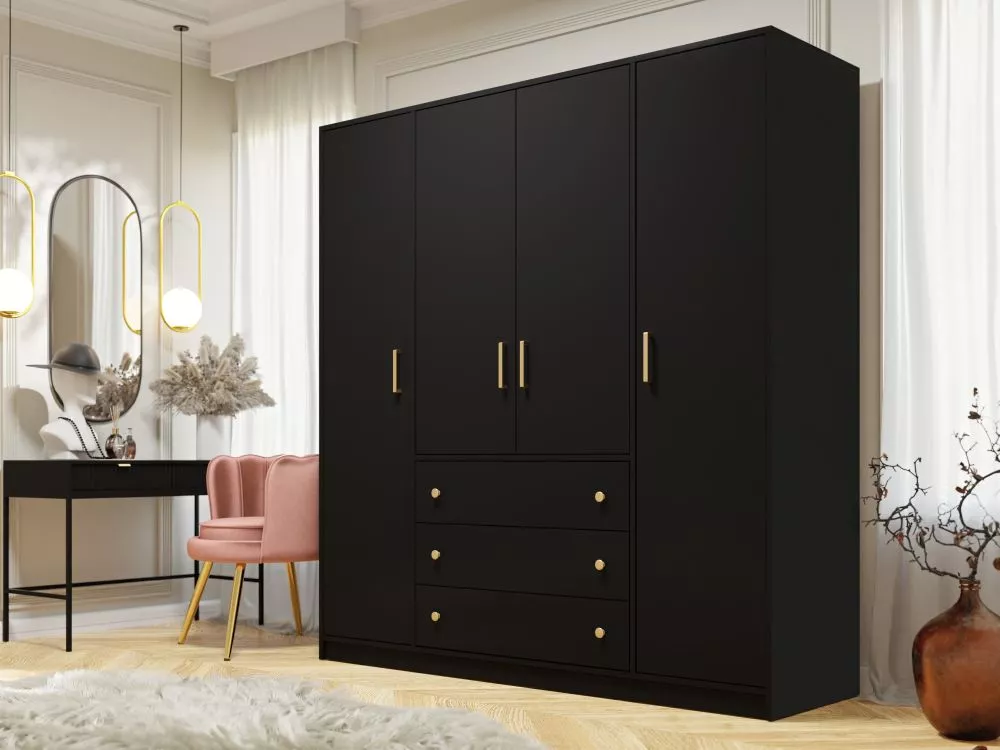 Skapis Retro D4 · Melns · 196 × 57.5 × 200 cm