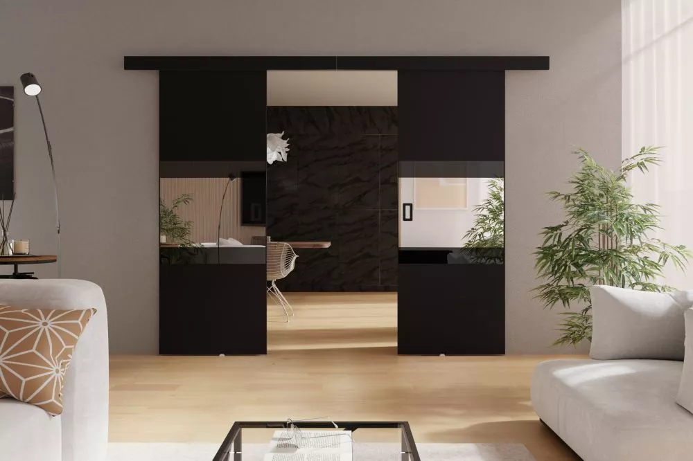 Bīdāmās durvis Lumba Duo · Melns · 192 × 205 cm