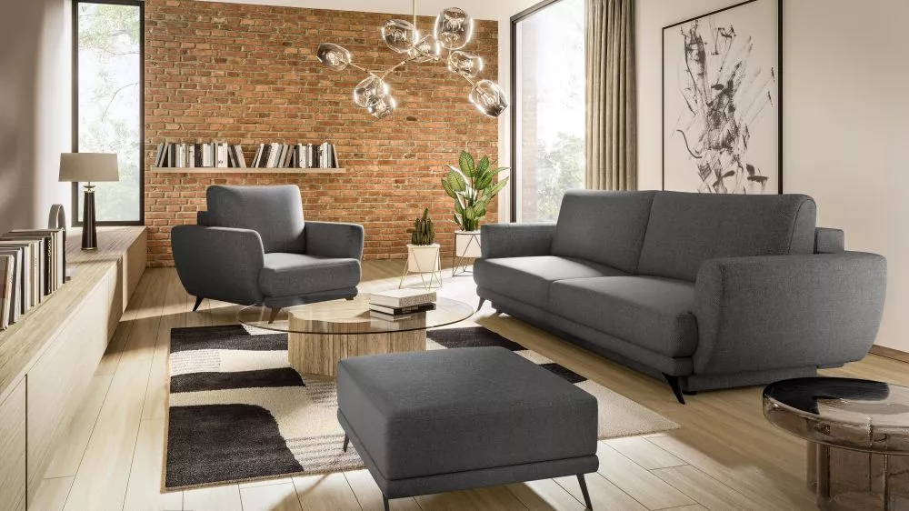 Komplekts Megis 3S+1S+P Premium standard · Antracīts · 95 × 250 × 90 cm