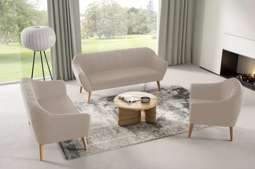Komplekts Carlos 2S+2S+1S standard · Krēma · 74 × 140 × 75 cm