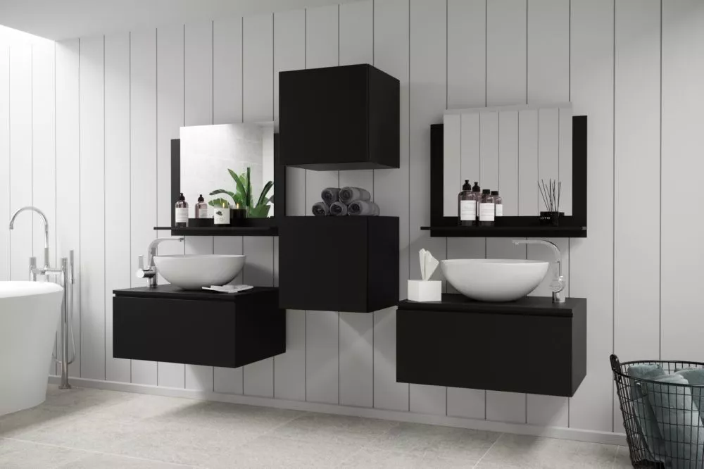 Vannas istabas komplekts Alius 43 ar LED · Melns · 42 cm