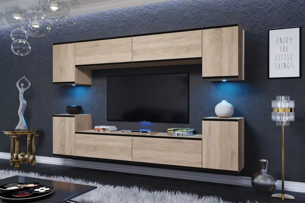 Sekcija Kora ar LED · Ozols sonoma · 240 × 35 × 170 cm