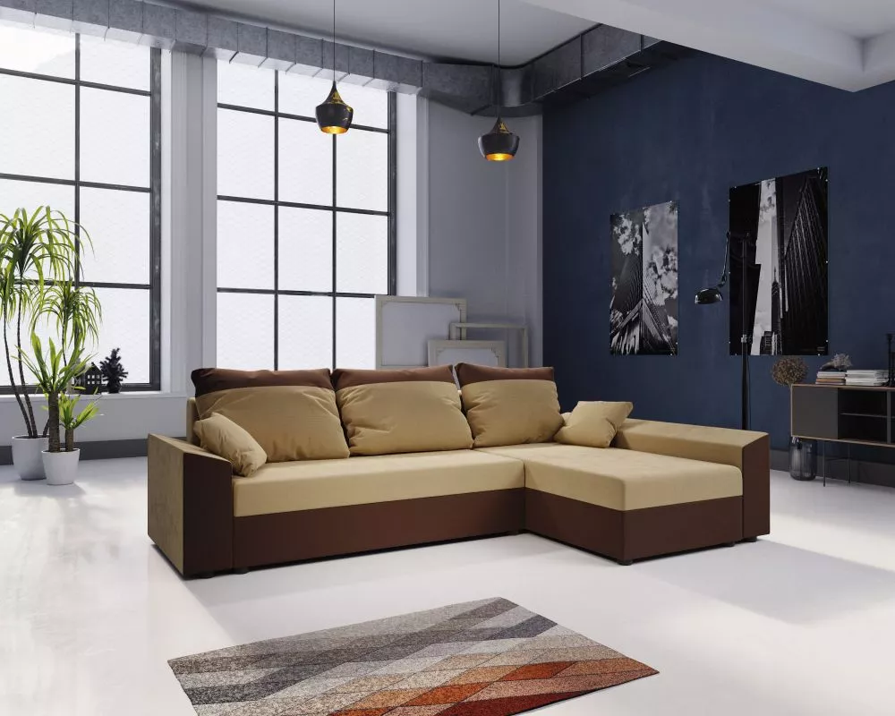 Dīvāns Paul L standard · Brūns + tumši brūns · 139 × 248 × 80 cm
