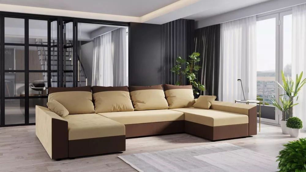 Dīvāns Paul U standard · Brūns + tumši brūns · 139 × 321 × 80 cm