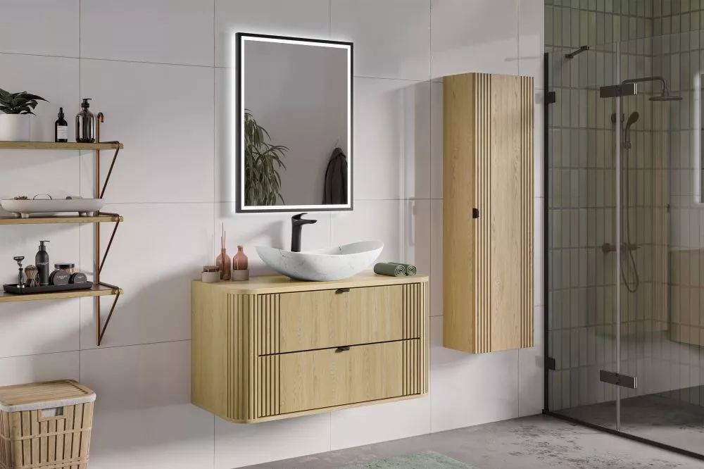 Vannas istabas komplekts Ovalia Cremona 8 ar LED · Ozols kremona · 160 × 46 cm