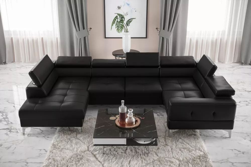 Dīvāns Toscania Max 1 standard · Melns · 185 × 350 × 78 cm