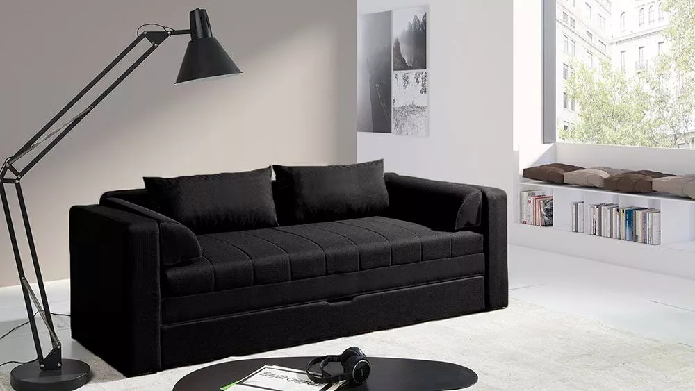 Dīvāns Euforia Sofa Standard · Melns · 75 × 222 × 77 cm