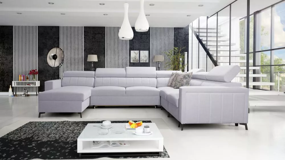 Dīvāns Baltico 7 Premium Standard · Gaiši pelēks · 274 × 351 × 83 cm