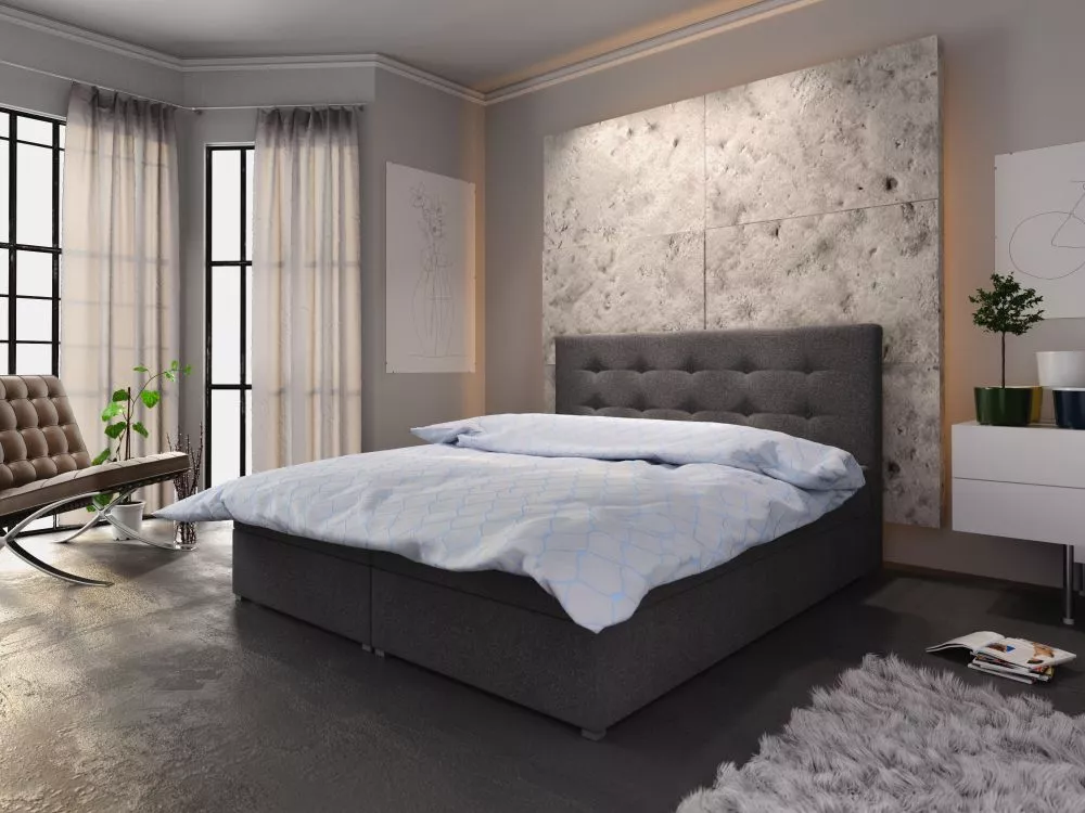 Gulta Fado 1 Boxspring Standard Guļamvietas platums: 180 cm, Guļamvietas garums: 200 cm, · Melns · 185 × 208 × 106 cm