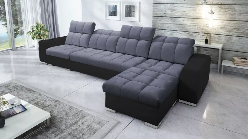 Dīvāns Pagano 12 Premium Standard · Antracīts + melns · 179 × 366 × 83 cm