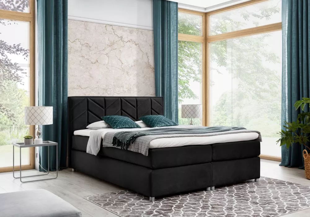 Gulta Jodla Boxspring Standard Guļamvietas platums: 160 cm, Guļamvietas garums: 200 cm, · Melns · 167 × 209 × 103 cm