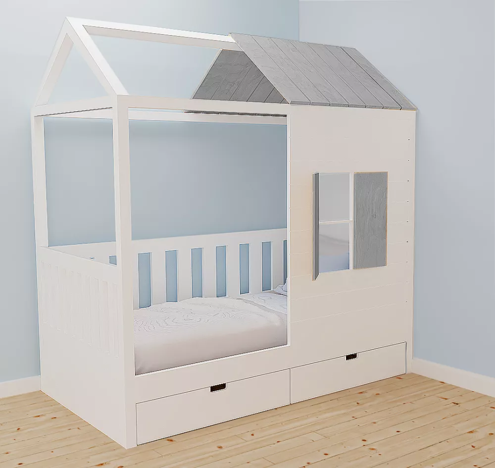 Bērnu gulta 130G ar stelāžu Stūra novietojums: Pa labi, Guļamvietas platums: 90 cm, Guļamvietas garums: 200 cm, · 97 × 2