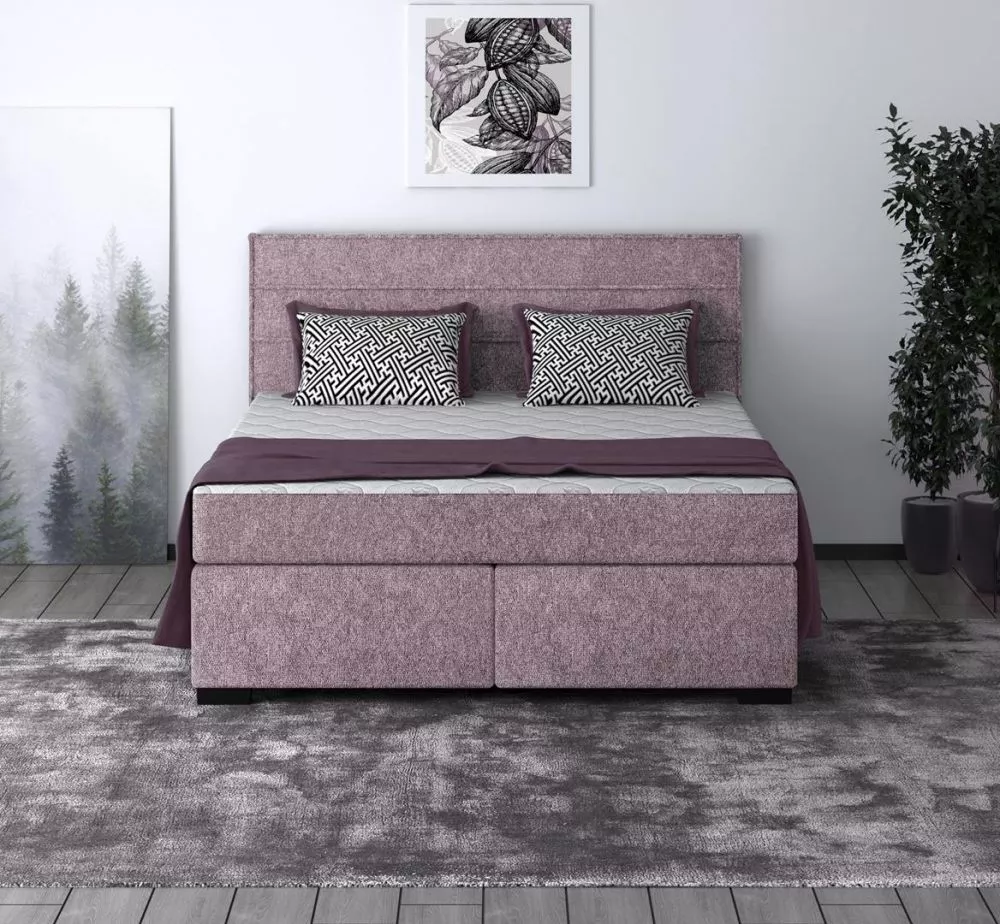 Gulta Mauro Standard ar stelāžu Guļamvietas platums: 180 cm, Guļamvietas garums: 200 cm, stelāžas tips: koka, · Rozā · 1