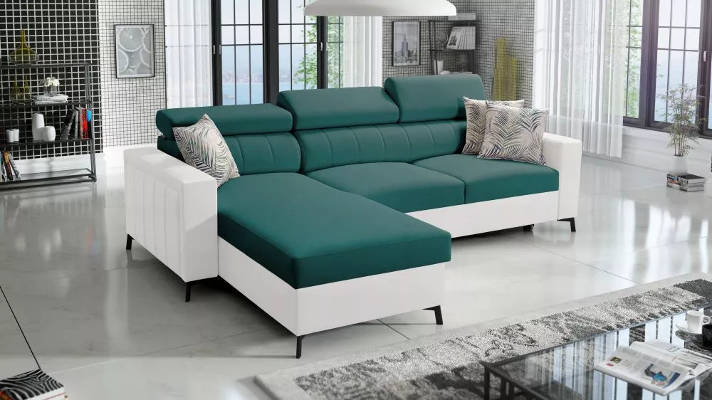 Dīvāns Baltico 1 Maxi Standard · Tirkīzs + balts · 183 × 267 × 83 cm
