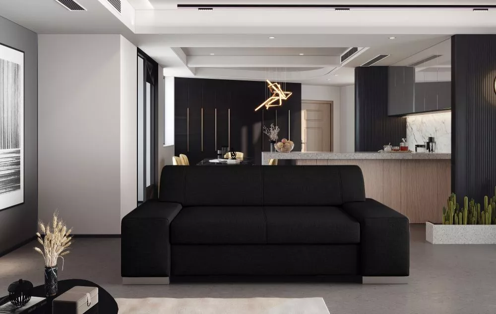 Dīvāns Porto 2S Premium standard · Melns · 90 × 190 × 98 cm