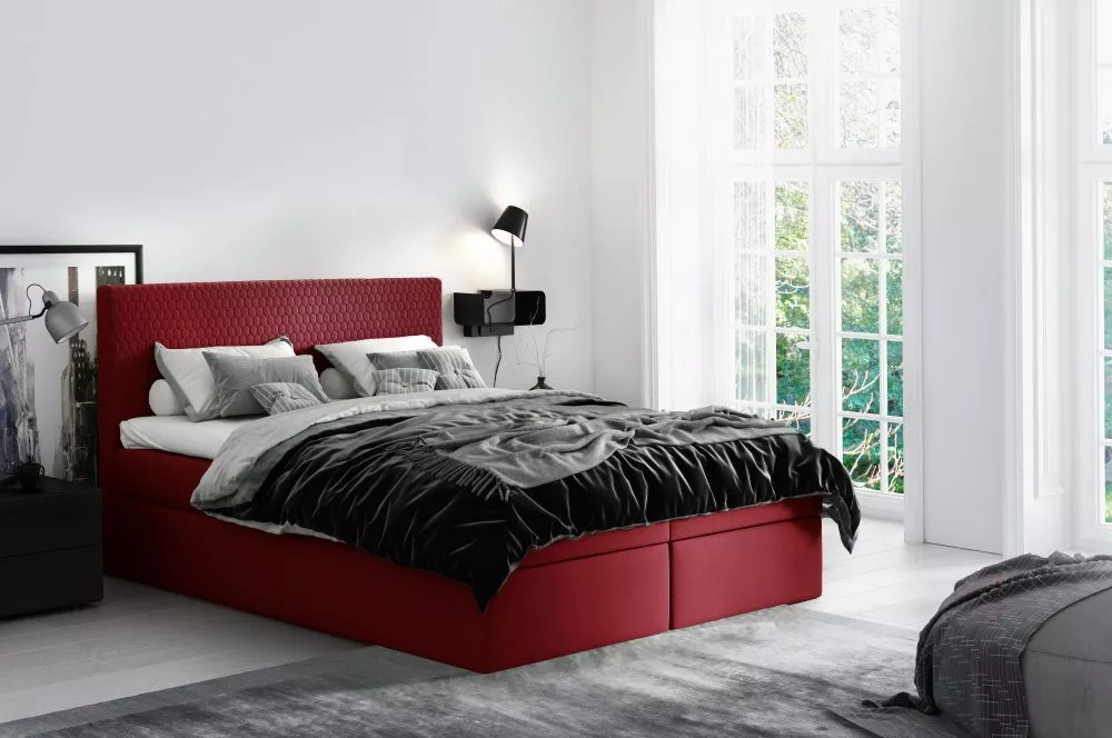 Gulta Cosmo Boxspring Premium Standard Guļamvietas platums: 120 cm, Guļamvietas garums: 200 cm, · Sarkans · 124 × 208 × 