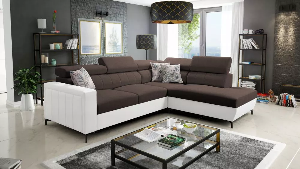 Dīvāns Baltico 3 Maxi Standard · Tumši brūns + balts · 224 × 275 × 83 cm