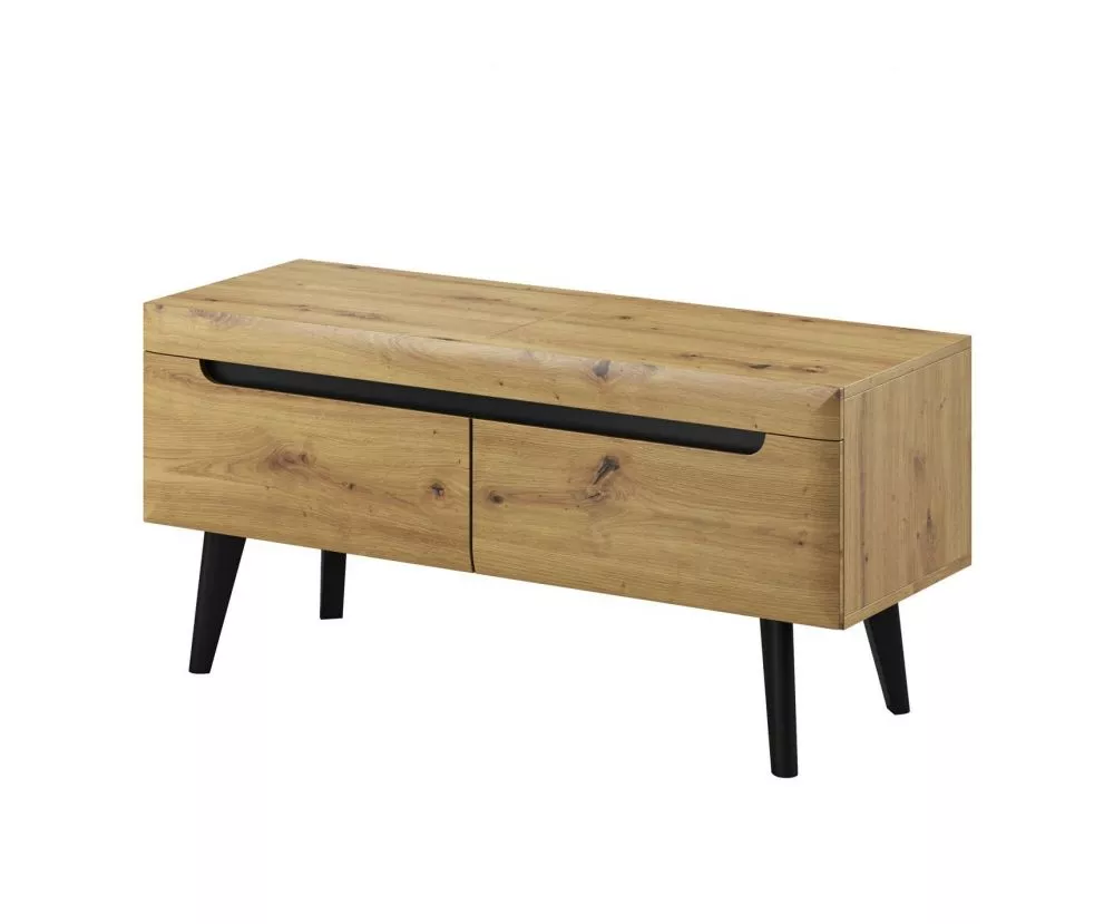 TV tumba Nordi NRTV107 · Ozols artisan + melns · 107 × 40 × 50 cm