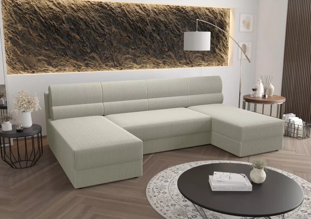 Dīvāns Rebi U1 Standard · Sudrabs · 140 × 271 × 88 cm