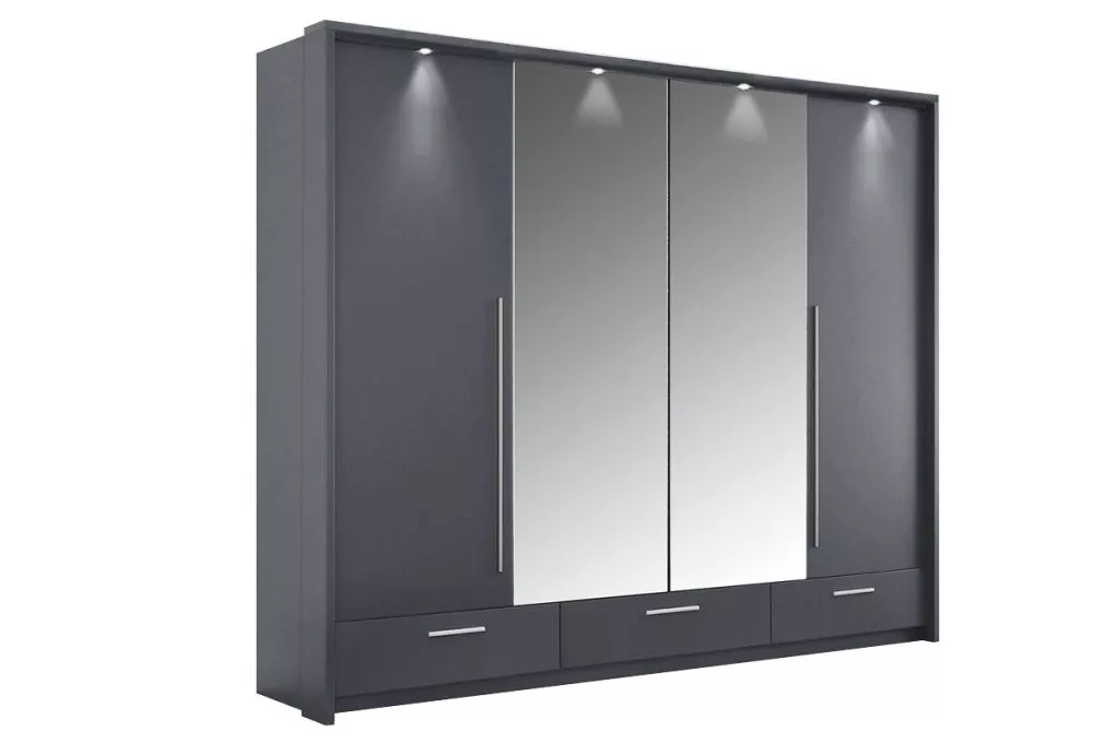 Skapis Toledo Modern ar LED · Grafīts · 255 × 67 × 221 cm