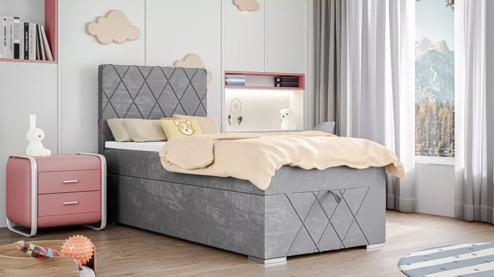 Gulta Royal 90x200 Plus Boxspring Standard Guļamvietas platums: 90 cm, Guļamvietas garums: 200 cm, · Pelēks · 105 × 210 