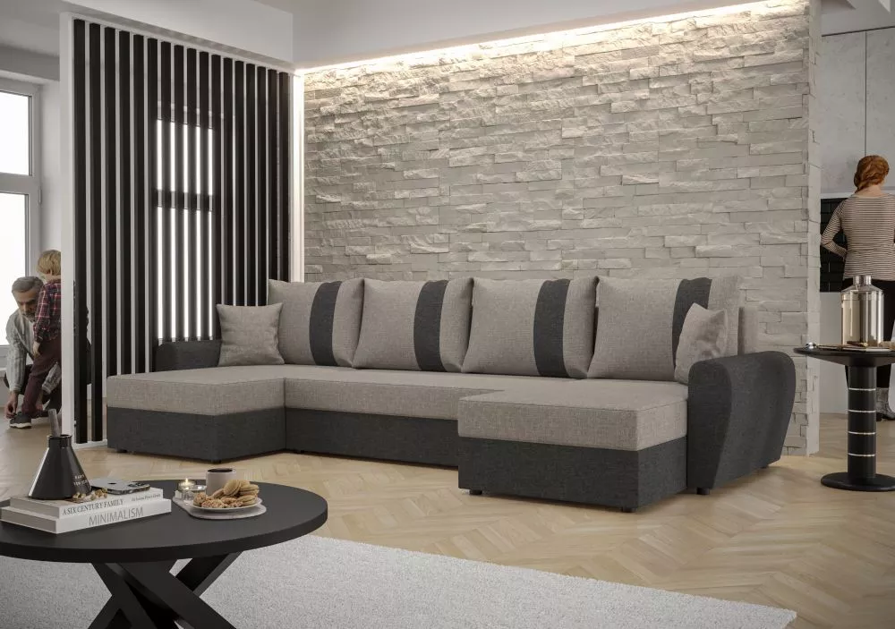 Dīvāns Davos U standard · Pelēks + tumši pelēks · 140 × 301 × 90 cm