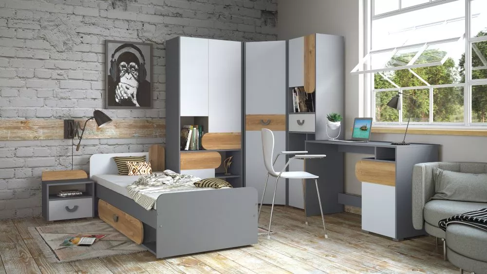 Bērnu gulta Carini CA11 ar stelāžu Guļamvietas platums: 80 cm, Guļamvietas garums: 195 cm, · 84 × 198 × 69.7 cm