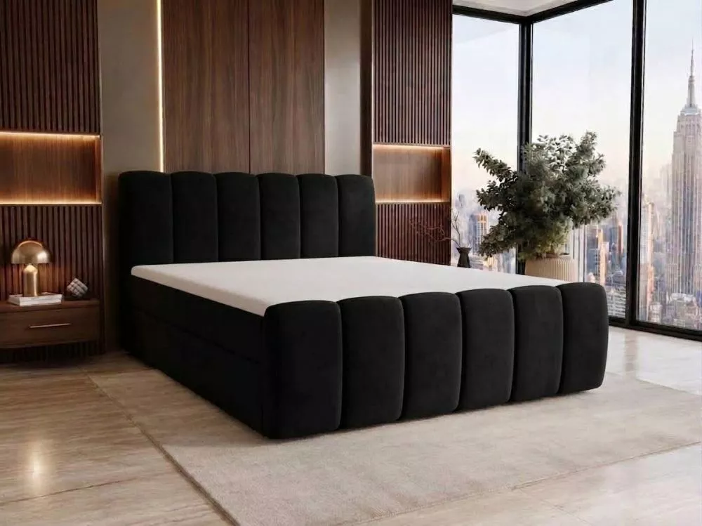 Gulta Cloe Boxspring Standard Guļamvietas platums: 180 cm, Guļamvietas garums: 200 cm, · Melns · 180 × 214 × 110 cm